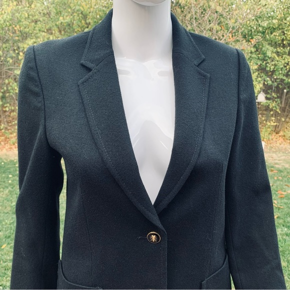Classic chique black wool blazer jacket two buttons closure two front pockets - Picture 6 of 16